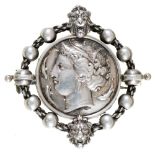An Austro-Hungarian silver brooch set with a replica ancient Greek silver tetradrachm, late 19th