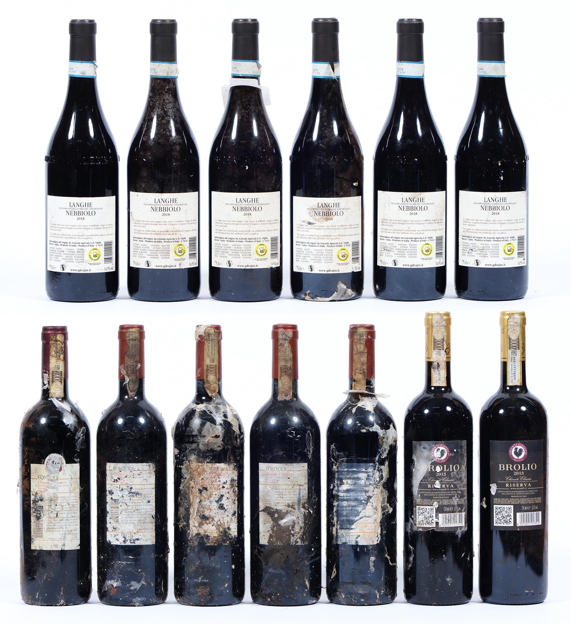 G D Vajra Langhe Nebbiolo, 2018, six bottles, Fontodi Chianti Classico, 2012, five bottles, Brolio - Bild 2 aus 2