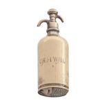 An Edwardian nickel plated brass Camwal soda syphon novelty vesta case,  65mm h Complete and