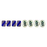 A pair of silver and enamel emblematic cufflinks, 19mm, marks rubbed, 2000 and a pair of silver