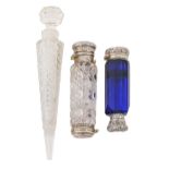 A Victorian EPNS mounted cut glass scent and salts bottle, 10.5cm l, by Maw, Son & Thompson, a