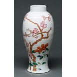 A Chinese famille rose vase, late 19th / early 20th c, enamelled with blossom and insects, 32cm h