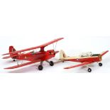 Two model aircraft, lacking propellers and engines, wingspan 150cm Dusty with small faults from long