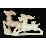 A Chinese jade carving of two deer, 12.5cm l Good condition