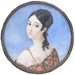 Northern European or Russian School, early 19th c - Portrait Miniature of a Young Woman as a