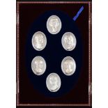 A set of six Elizabeth II oval silver portrait medallions of the royal family, 53mm, by John Pinches