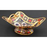 A Royal Crown Derby Imari pattern basket, 1979, 28.5cm l, printed marks Good condition, second