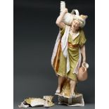 A Royal Dux figure of an Eastern water carrier, early 20th c, 66cm h Lower part broken and in