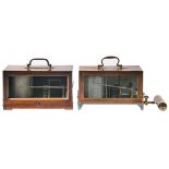 A French mahogany barograph and another of lacquered copper and ferrous metal, by Davis Derby,