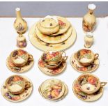A collection of Aynsley fruit decorated tea and ornamental ware, second half 20th c, printed mark