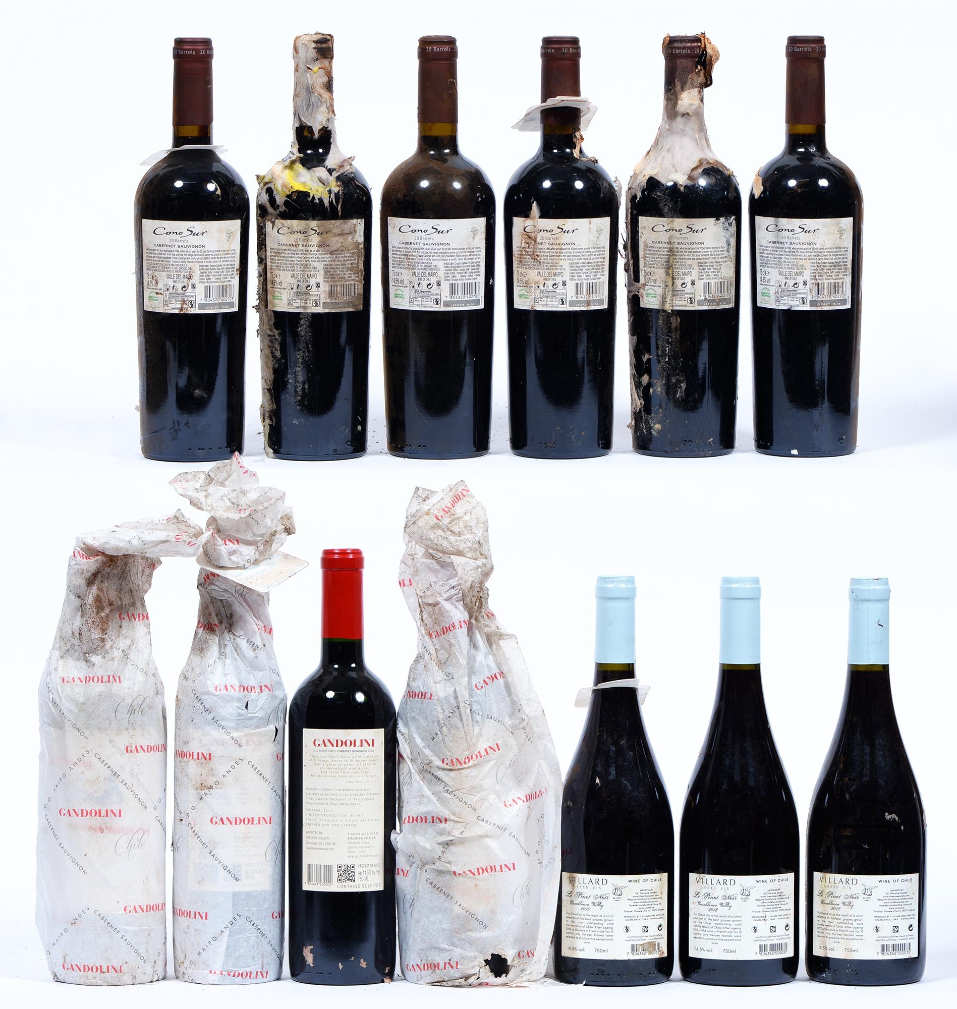 Cono Sur 20 Barrels Cabernet Sauvignon, 2013, six bottles, Gandolini Cabernet Sauvignon, 2012, - Bild 2 aus 2