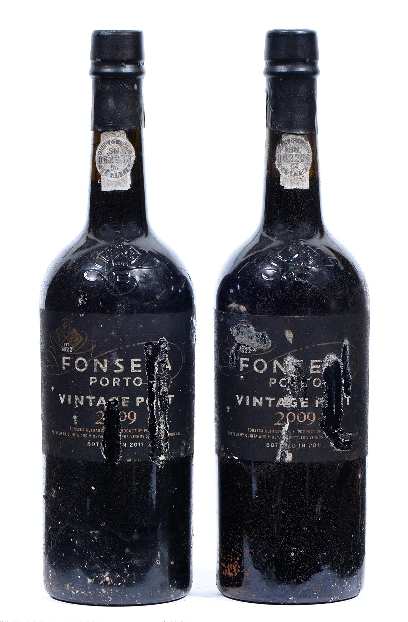 Fonseca Vintage Port, 2009, two bottles, branded foil capsules, labels poor, levels good