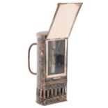 A Victorian EPNS travelling carriage candle lamp, of folding telescopic form, with bevelled glass