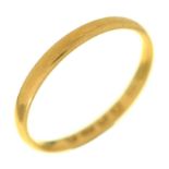 A Victorian 22ct gold wedding ring,  London 1876, 2g, size L Worn