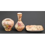 A Royal Worcester spiral vase, Randalph rose jar and tray, 1894 and 1899 and 1900, printed and