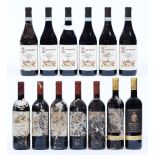 G D Vajra Langhe Nebbiolo, 2018, six bottles, Fontodi Chianti Classico, 2012, five bottles, Brolio