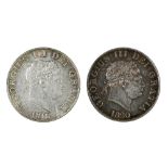 George III, Halfcrowns, 2nd type 1818, almost EF; 1820 almost EF (ticket £275) (2)