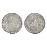 English Hammered Silver, Charles I, Halfcrown, mm harp, round flan, 15.1gm, Fine-VF