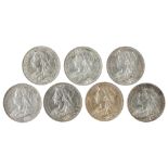 Queen Victoria, Halfcrowns, Veiled head, 1893, 1895, 1896, 1897, 1898, 1900, 1901, mostly EF (7)