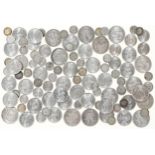 George VI, 1937-46, Halfcrowns (15), Florins (30), 1/- (6), 6d (4), silver Threepence (7) mostly