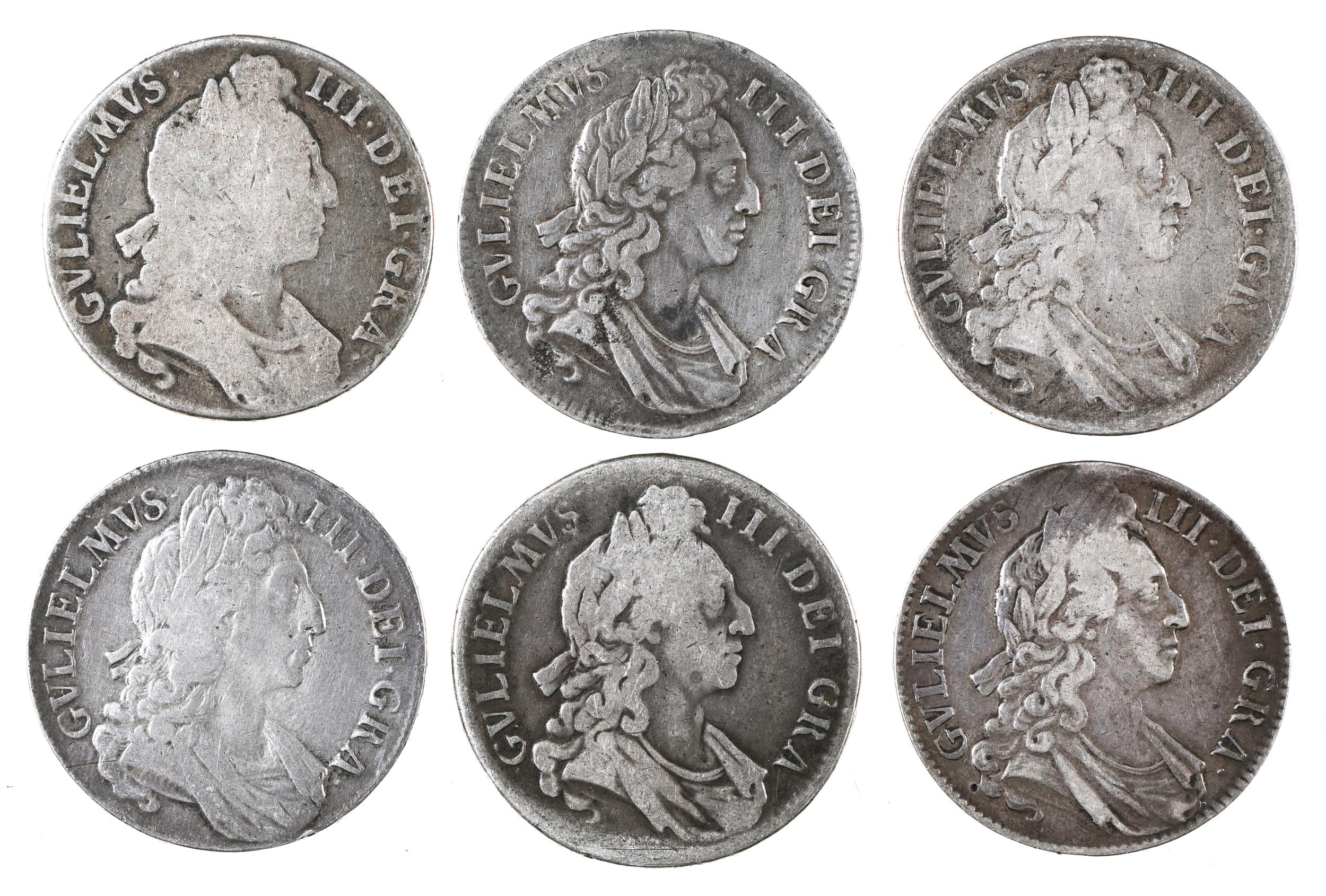 William III, Crowns, 1696 Fine (4), others (2) (6)