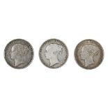 Queen Victoria, Shillings, 1845 almost EF; 1851 Fine; 1853 good VF (3)