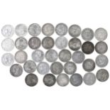 World Silver Crowns, Spain, 5 Pesetas 1870-1898, mostly Fine, but some considerably better (35)