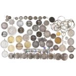 Silver Coin Jewellery, coin brooches, holed and gilded coins, loose silver mounts, USA Dollars