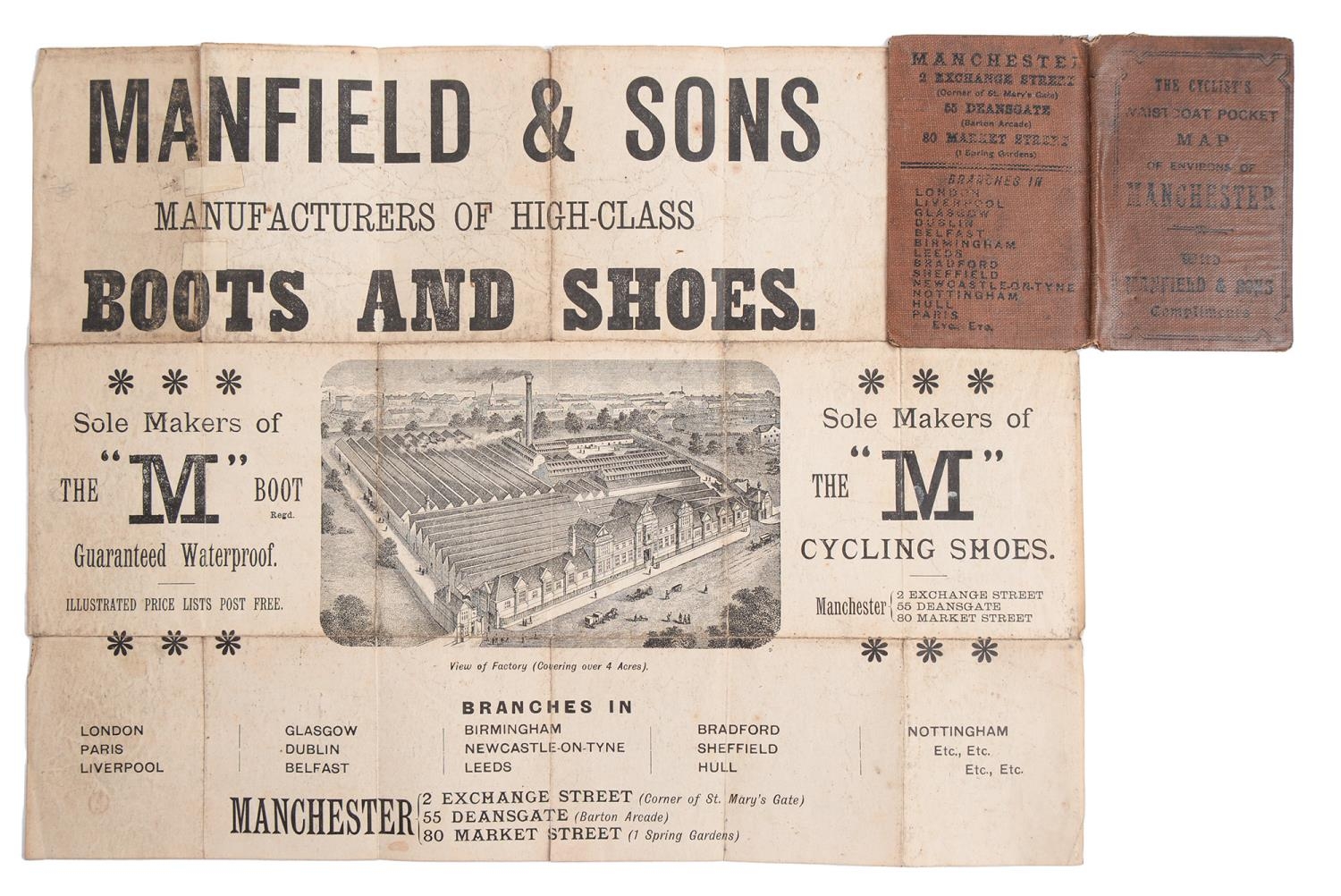Manfield & Sons, Manchester Manufacturers of Cycling Shoes.   An advertising pocket cycling map of - Bild 3 aus 3