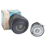 Angling. Hardy Bros England The Zenith 3 3/8" alloy reel, in maker's leather zip case and original