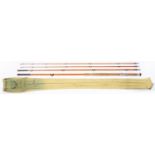 Angling. Hardy Bros England The Wye Palakona three-piece split cane salmon fly rod, with spare top