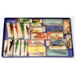 Miscellaneous vintage fishing lures, including Abu, Rapala, Heddon and Gordon Griffiths, mostly in