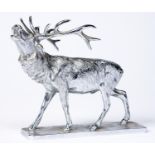 Vintage motoring. A chromium plated bellowing stag radiator mascot, Louis Lejeune, second quarter