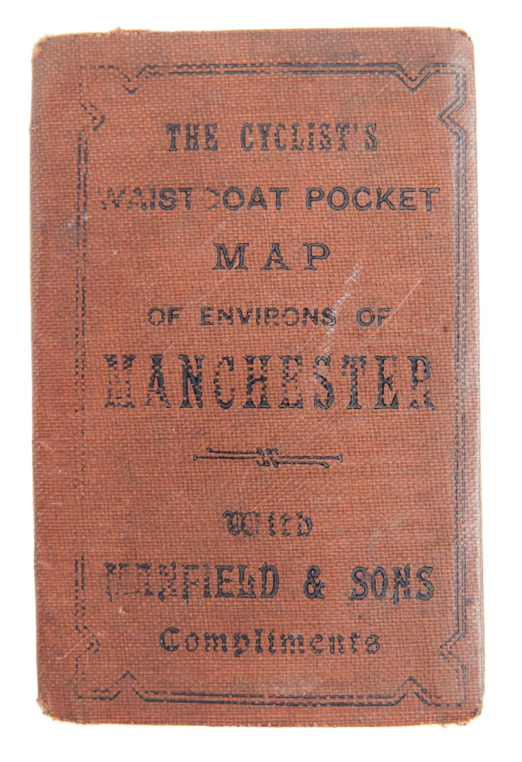 Manfield & Sons, Manchester Manufacturers of Cycling Shoes.   An advertising pocket cycling map of