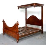 A Victorian mahogany half tester bed, 167cm wide, repolished