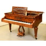 A Victorian figured walnut 5ft 6in grand piano, Collard & Collard, London, No 15675, branded Sellers