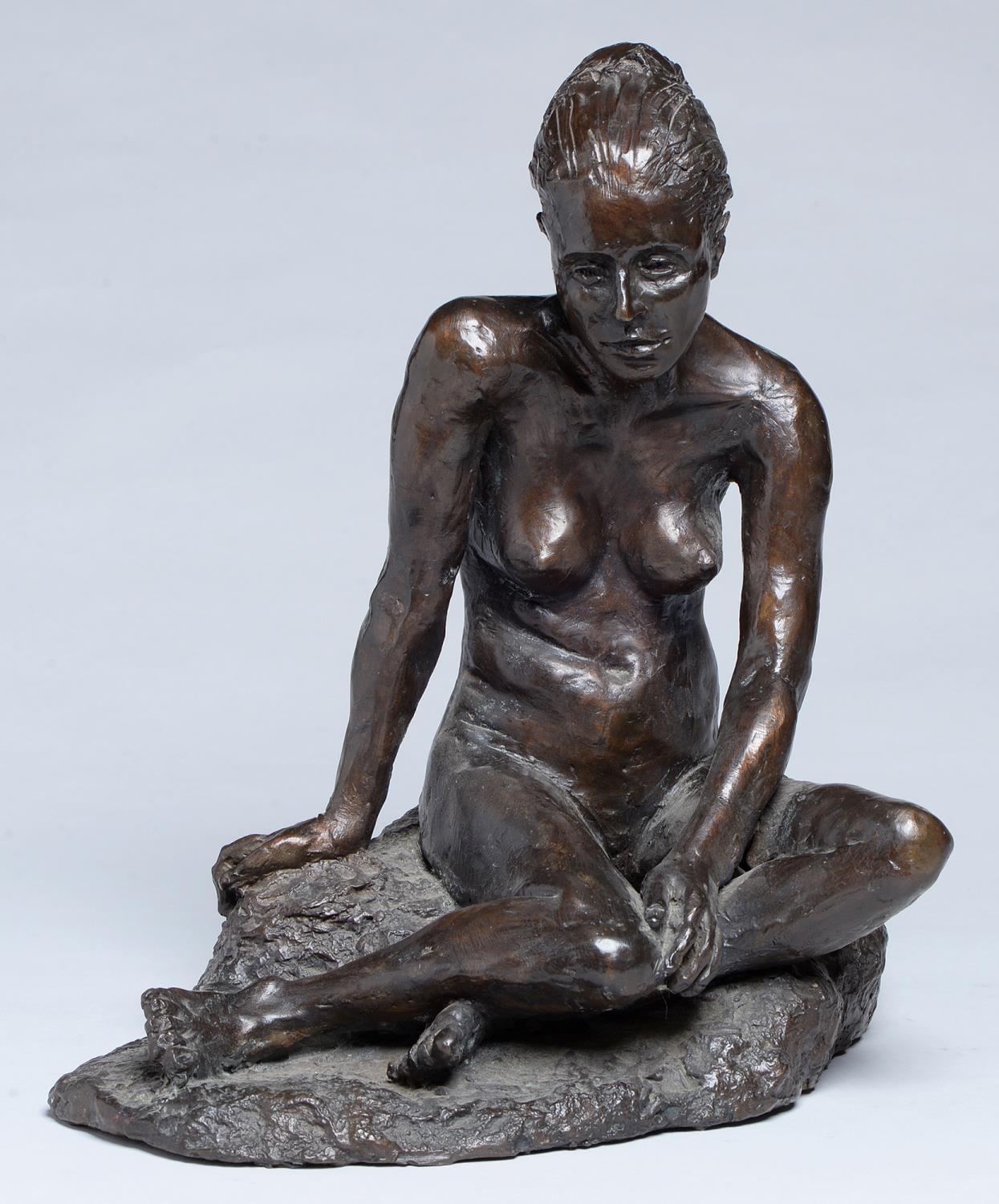 Peter James Wild (1933-2015) - Seated Female Nude, bronze, even rich brown patina, 29cm h