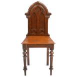A Victorian Gothic oak hall chair