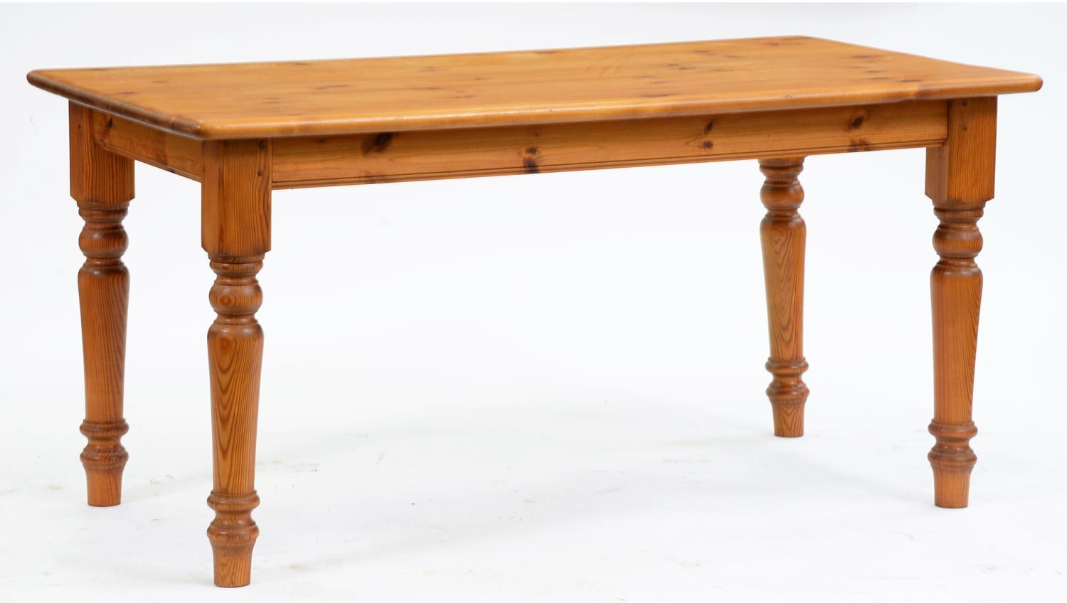 A pine kitchen table,  75cm h; 82 x 152cm