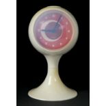 An Orbit white plastic space age alarm clock, c1970, battery movement, 21cm h White plastic