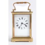 A  brass carriage timepiece, early 20th c, the movement retaining the original platform lever