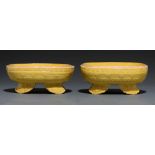 Two Chinese imperial yellow glazed covers for a ceremonial vessel, Gui, of oval shape and domed