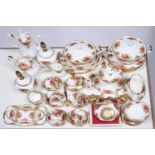 An extensive Royal Albert Old Country Roses pattern tea and dinner service, cake stand, pair of