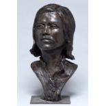 Peter James Wild (1933-2015) - Head of a Young Woman, signed with initials (PW) and dated '02,