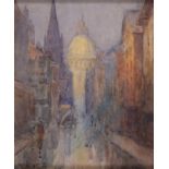 Adam Knight (1855-1951) - St Paul's Cathedral London, signed, watercolour, 29.5cm x 24cm  Good