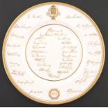 Cricket, The Ashes,  1953.  A Royal Worcester commemorative circular plate, decorated with the