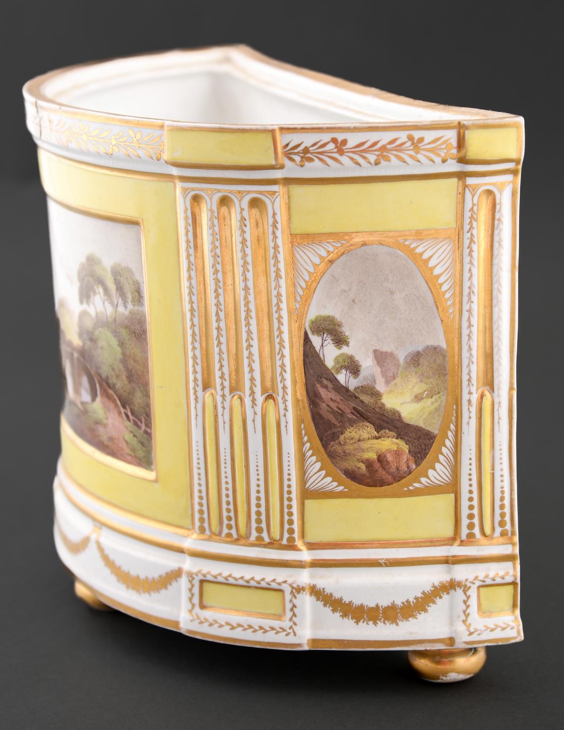 An English porcelain yellow ground bough pot,  probably Coalport and possibly decorated by William - Bild 3 aus 4