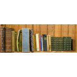Books. Pilgrim's Progress, n.d., part-leather binding, 1834 Johnson's Dictionary leather binding,