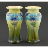 Art pottery. A pair of Burmantofts vases, c1900, impressed with stylised trees with peach shaped