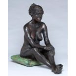 Peter James Wild (1933-2015) - Seated Female Nude, bronze, even dark brown and green patina, 37cm